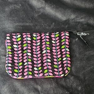 Vera Bradley Pink and Green Leaf Cosmetic Bag